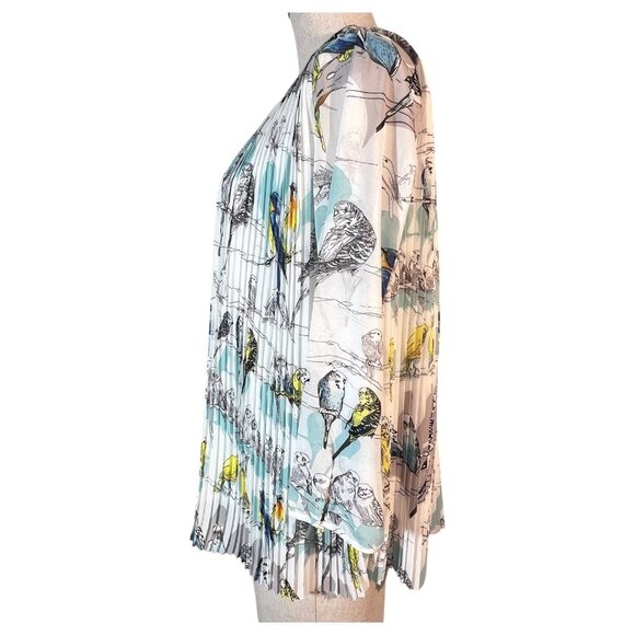 Womens English Laundry Blouse Top Bird Print Knife Pleats 3/4 Sleeve Size? Shirt - Picture 8 of 10
